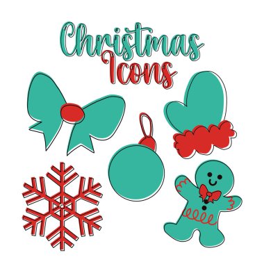 Kalın çizilmiş ikon demeti. Vektör illüstrasyonu