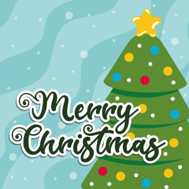 Mutlu Noeller mesajı olan ağaç. Vektör illüstrasyonu