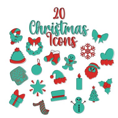 20 simge paketi özetlendi. Vektör illüstrasyonu