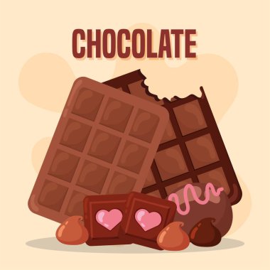 Çikolata ve mantar. Vektör illüstrasyonu