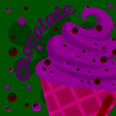 Çikolatalı dondurma girdabı. Vektör illüstrasyonu