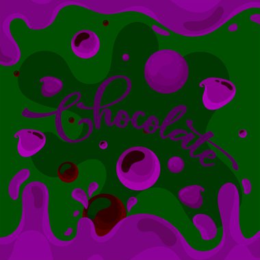 Çikolata sıçradı ve damladı. Vektör illüstrasyonu