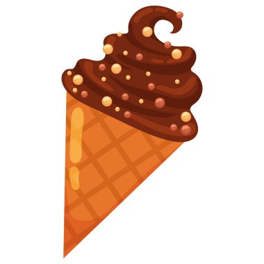 Çikolata kıvrımlı dondurma. Vektör illüstrasyonu