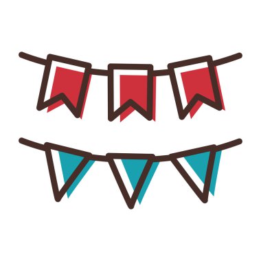 Renkli parti bayrağı. Vektör illüstrasyonu