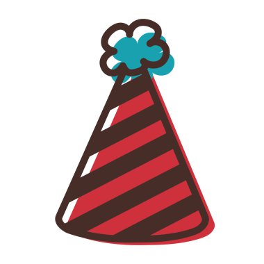 Çizgili parti koni şapkası. Vektör illüstrasyonu