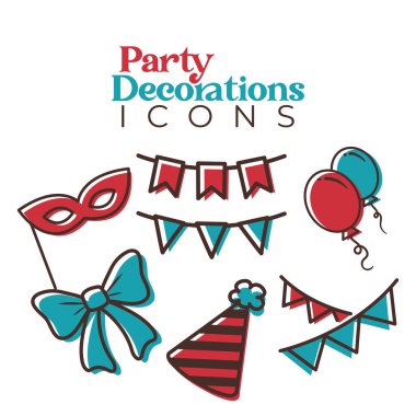 Dekorlu parti simgesi hazır. Vektör illüstrasyonu