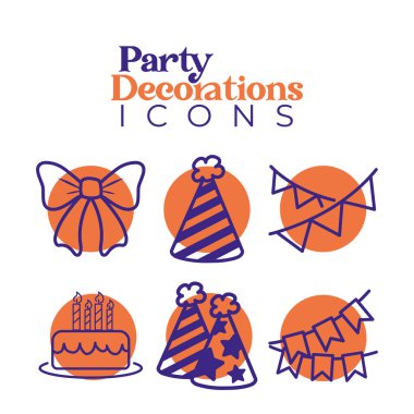 Düz turuncu parti ikonu. Vektör illüstrasyonu