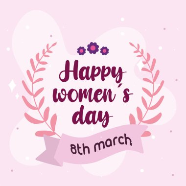 8 Mart Pembe Kurdele Sanatı. Vektör illüstrasyonu