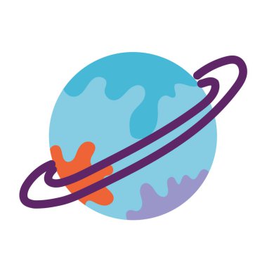 Yörünge halkalı mavi gezegen. Vektör illüstrasyonu