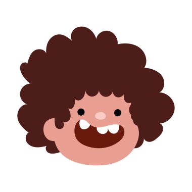 Kıvırcık saçlı mutlu çocuk. Vektör illüstrasyonu