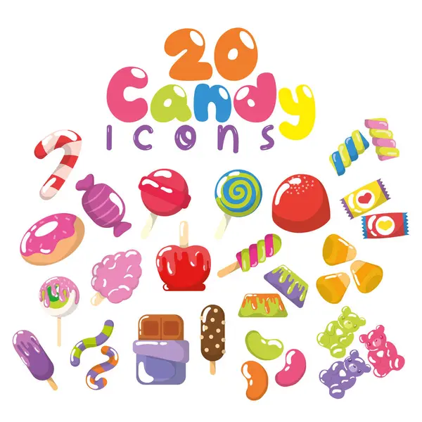 Büyük renkli şeker seti. Vektör illüstrasyonu