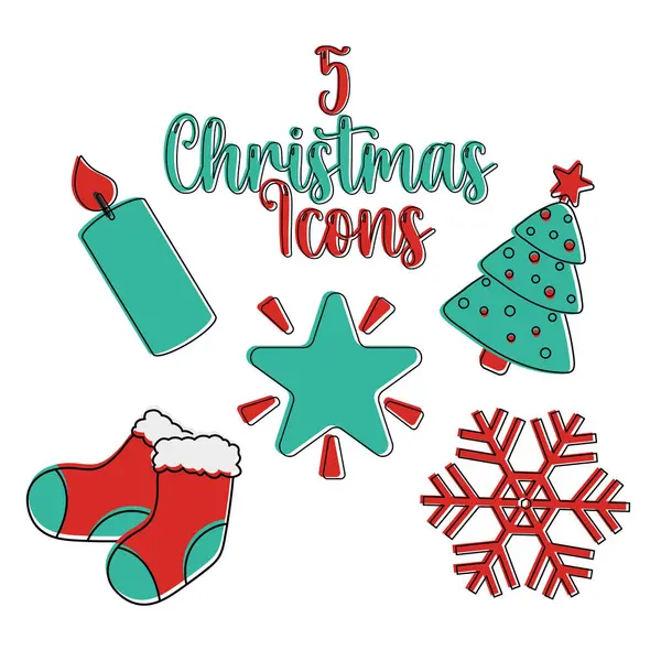 Beş simge tasarımı. Vektör illüstrasyonu