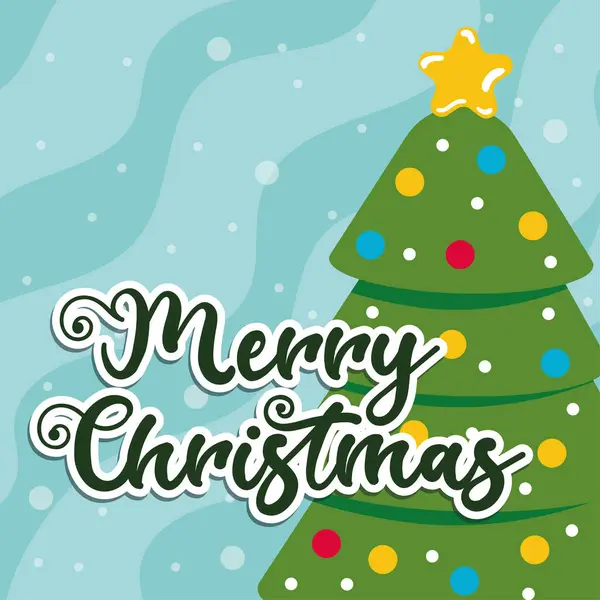 Mutlu Noeller mesajı olan ağaç. Vektör illüstrasyonu