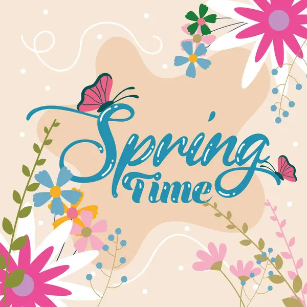 Kelebek bahar çiçekleri. Vektör illüstrasyonu