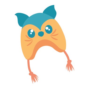 Çizgi film hayvanı kış şapkası. Vektör illüstrasyonu