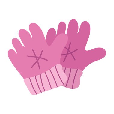 Dikilmiş yıldızlı pembe eldivenler. Vektör illüstrasyonu