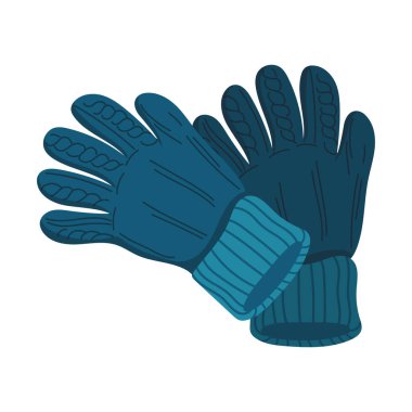 Mavi eldivenli örgü. Vektör illüstrasyonu