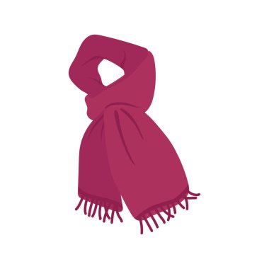 Pembe püsküllü koyu bir eşarp. Vektör illüstrasyonu