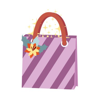 Çizgili hediye çantası. Vektör illüstrasyonu
