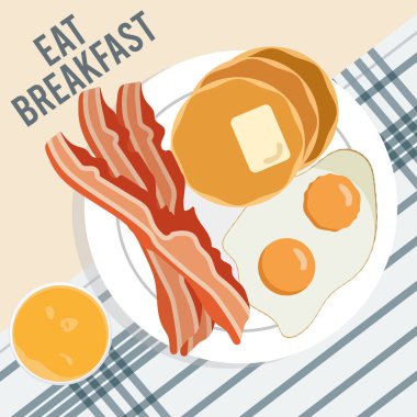 Pastırmalı yumurta krep yemeği. Vektör illüstrasyonu