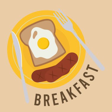 Sosisli yumurtalı tost. Vektör illüstrasyonu