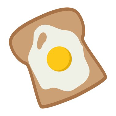 Kahvaltıda yumurtalı ekmek. Vektör illüstrasyonu