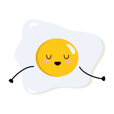 Sahanda yumurta gülümseyen çizgi film. Vektör illüstrasyonu