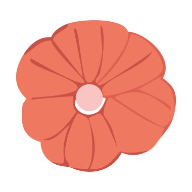 Düz kırmızı çiçekli üst manzara. Vektör illüstrasyonu