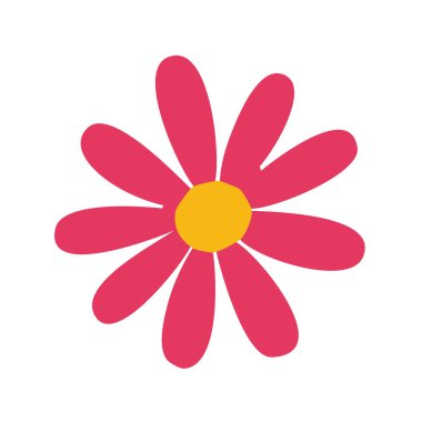 Sarı çekirdekli pembe papatya. Vektör illüstrasyonu