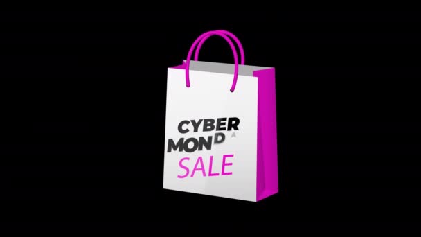 Cyber Monday Venta Cartel Banner Para Vídeo Promocional Bolsa Compras — Vídeos de Stock