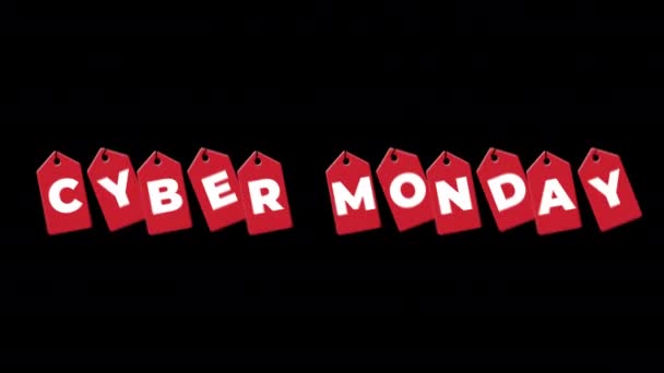 Cyber Poniedziałek Wyprzedaż Odznaka Wisząca Linie Etykieta Papierowa Przezroczystym Tłem — Wideo stockowe