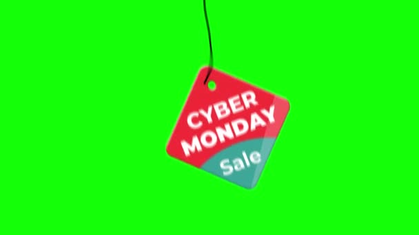 Cyber Monday Sale Badge Hanging Rope Paper Tag Label Alpha — Stock Video