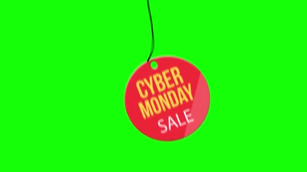 Cyber Monday Sale Badge Tergantung Dengan Tali Label Kertas Dengan — Stok Video