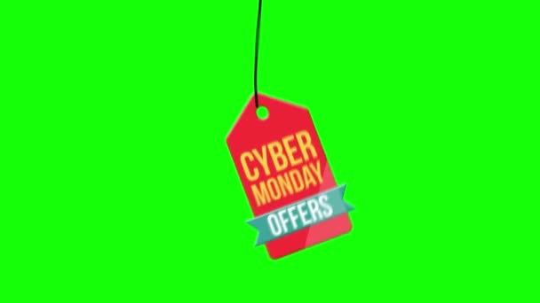 Insignia Cyber Monday Sale Colgando Con Cuerda Etiqueta Etiqueta Papel — Vídeos de Stock