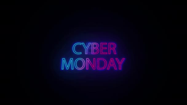 Cyber Monday Verkauf Neonlicht Leuchtenden Schild Banner Für Promo Video — Stockvideo