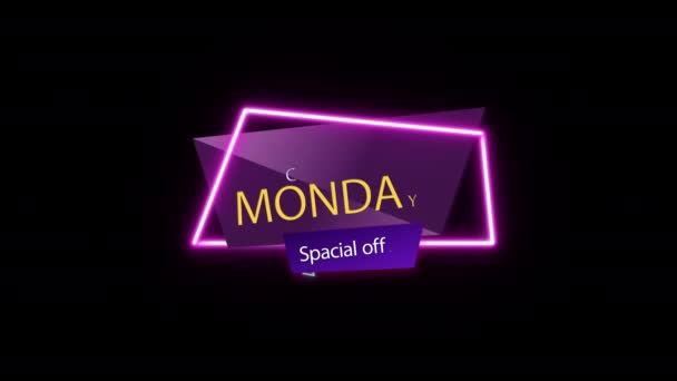 Cyber Poniedziałek Wyprzedaż Neon Światło Świecące Znak Baner Dla Promo — Wideo stockowe