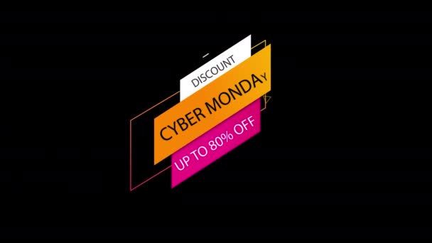 Cyber Monday Sale Sign Banner Promo Video Sale Badge Percent — Stock Video