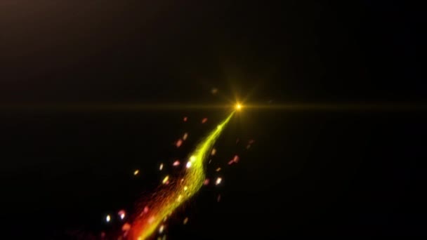 发光流星烟火通过金光道光的动画 具有阿尔法通道的神奇彗星粒子动画 — 图库视频影像