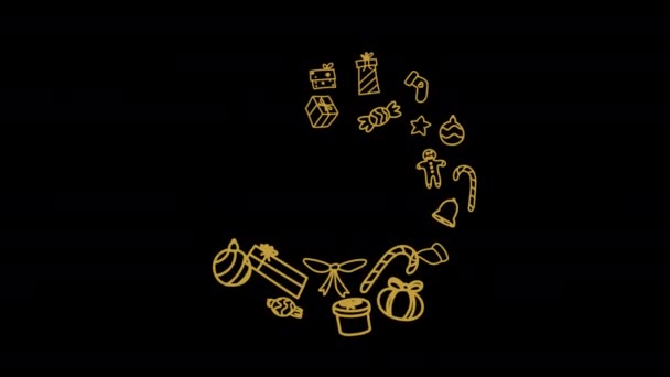 Weihnachten Floral Blume Blatt Goldenen Rahmen Kopieren Raum Animation Mit — Stockvideo