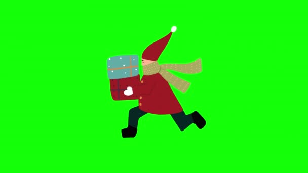 Bożonarodzeniowa Postać Animacją Pudełka Kanałem Alfa — Wideo stockowe