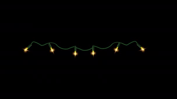 漂亮的灯泡串 闪烁着灯光 圣诞节或新年背景动画 有阿尔法频道 — 图库视频影像
