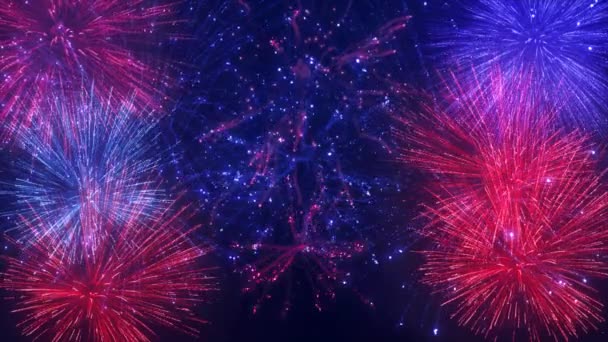 Loop Seamless Real Fireworks Background Abstract Blur Real Golden Shining — Stock Video