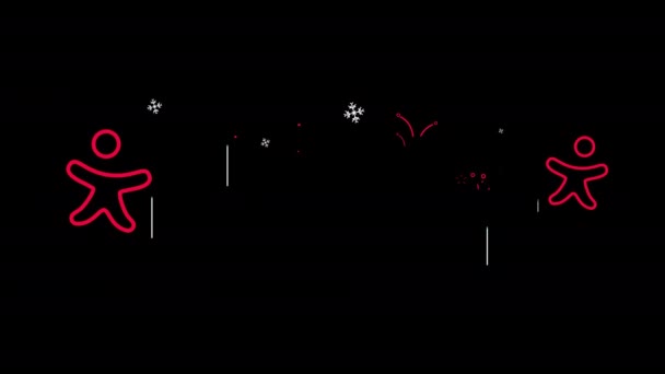 Рождественский Цветочный Лист Золотой Рамка Копирования Космической Анимации Альфа Канал — стоковое видео