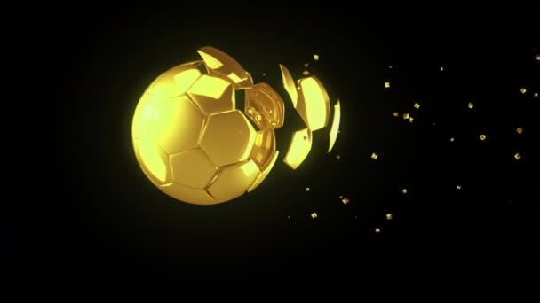 Wereldbeker Gouden Voetbal Voetbal Roterende Lus Met Alpha Channel — Stockvideo
