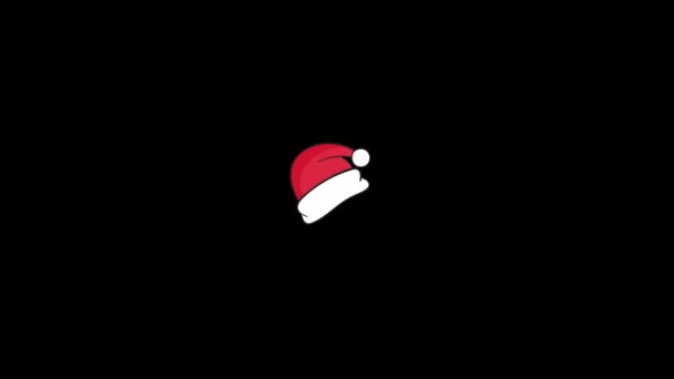 Kerst Hoed Pictogram Animatie Transparante Achtergrond Met Alpha Kanaal — Stockvideo