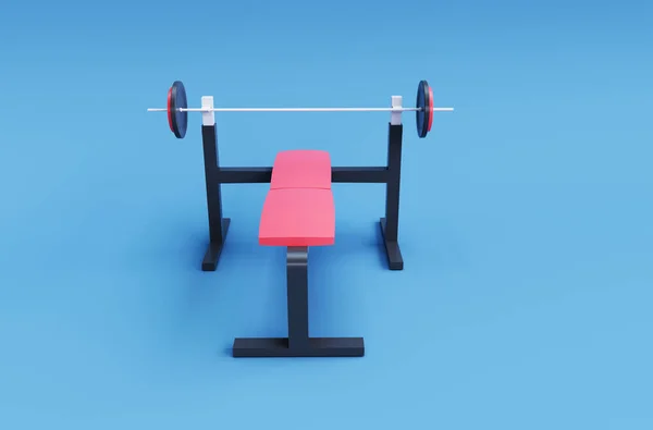 3d illustration rendering minimal Gym Bench Press on Seagull background.