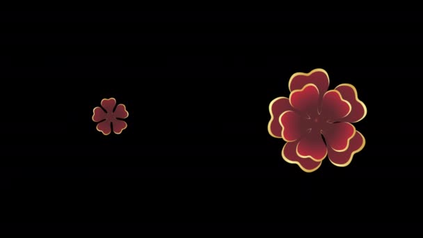 Rotacja Kwiatów Bezszwowa Animacja Pętli Przezroczyste Tło Kanałem Alfa — Wideo stockowe