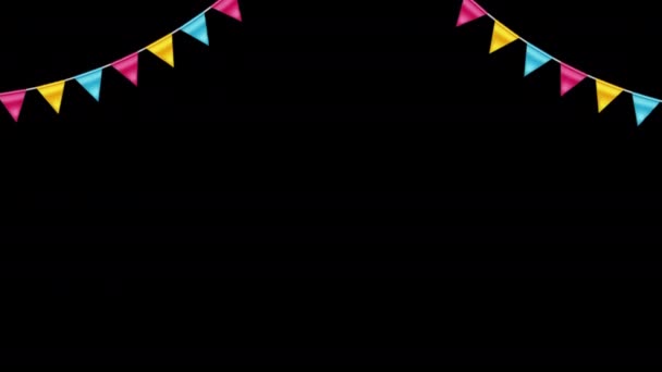 Tło Wakacyjne Flagami Urodziny Girlandy Kanałem Alfa — Wideo stockowe