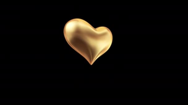 Love Heart Gold Icon Animation Heart Beat Concept Valentine Day — Video