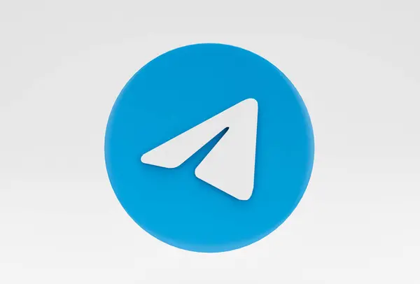 Telegram Icon Illustration Minimal Rendering White Background - Stok İmaj